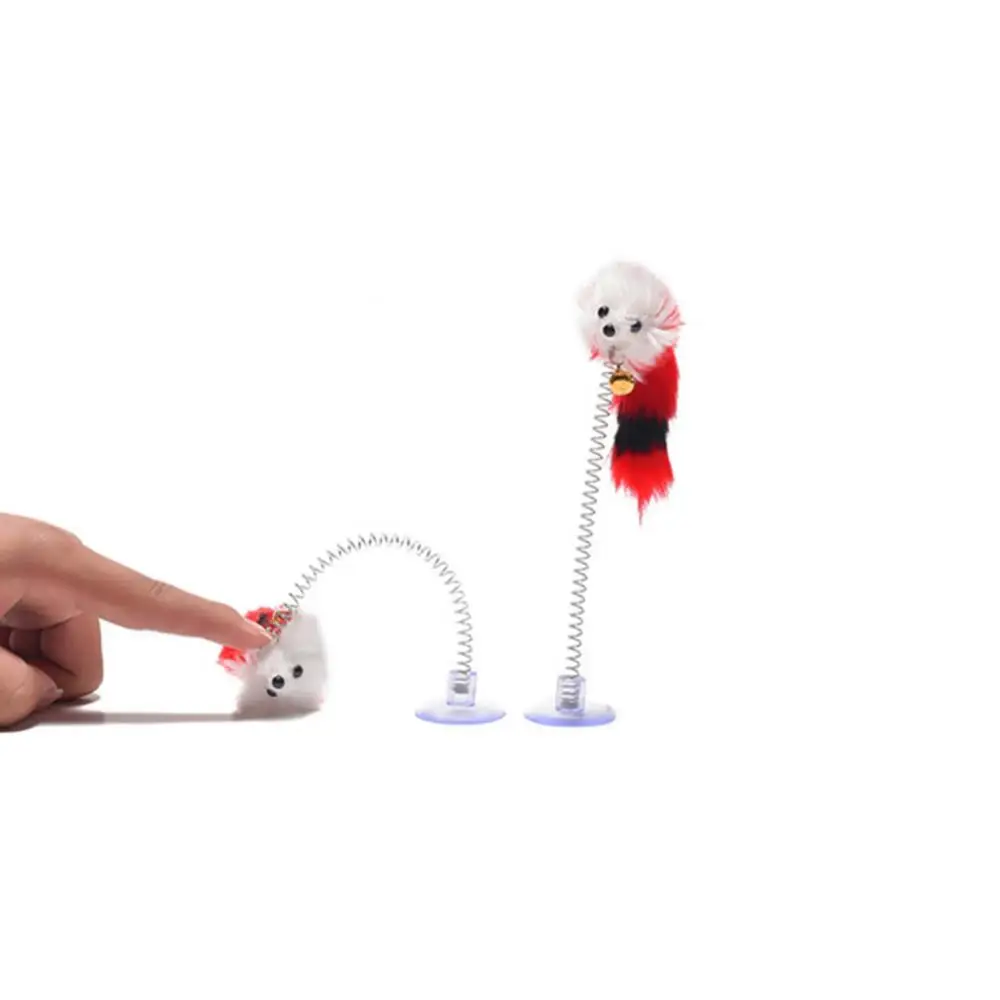 Cat Teaser Toy Feather Stick Spring Toy Suction With Bell Mouse Interactive Pet Tool Elastic Scratcher Mice Teaser Entertainment Multicolor