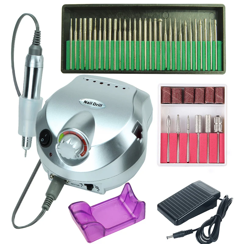 

35000/20000 RPM Electric Nail Drill Machine Milling Cutter Bits Set for Manicure Pedicure Gel Cuticle Left Hand Strong Nail File