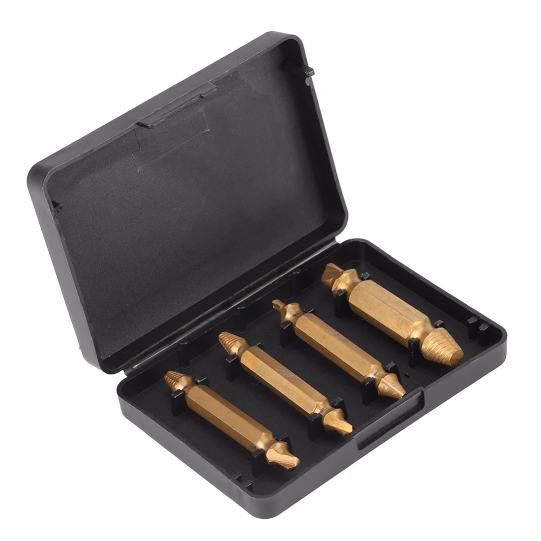 

4pcs Titanium Broken Bolt Double Side Damage Screw Remover Extractor Drill Bits Easy Out Stud Reverse Screw Extractor Tool Kit