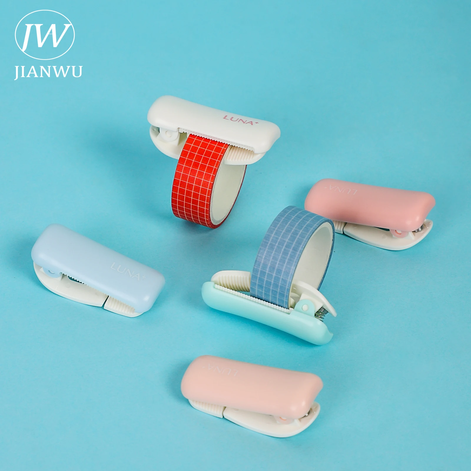 JIANWU Simple Creative Washi Tape Cutter Clip Solid Color Portable Tape  Dispenser Organizer School Office Stationery Accessories