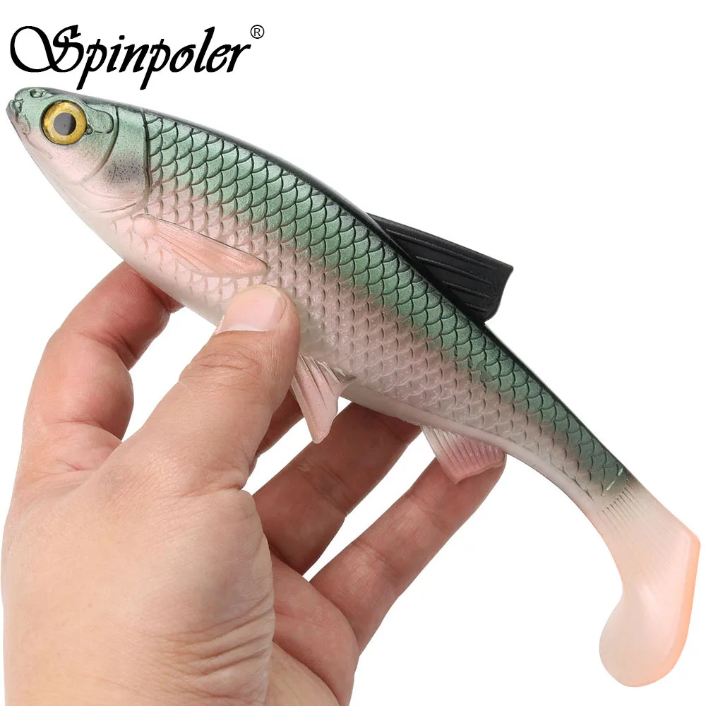 Spinpoler T Paddle Tail 3oz/7.87inch Soft Fishing Lure 3D Roach Shad Worm  Soft Silicone Swimbaits Big Pike Fishing Bait Leurre