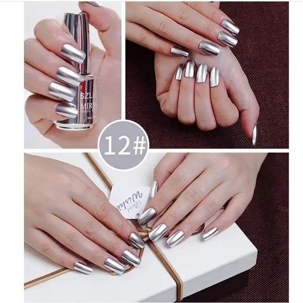 silver 12 18 мл зеркальный эффект Гель-лак для нейл-арта твердый волшебный лак для ногтей полигель хром маникюрный лак красивый штамповочный гель для ногтей - Цвет: silver 12
