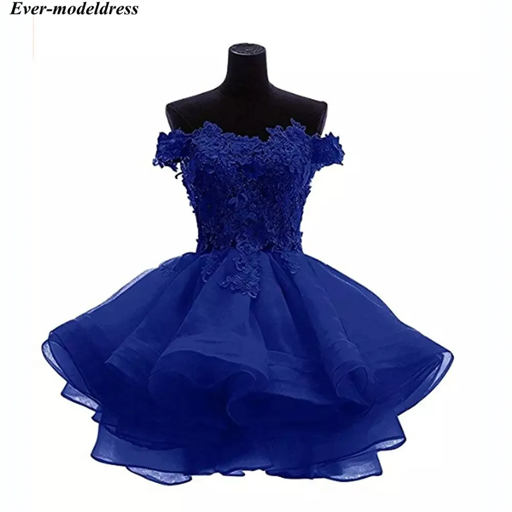 Cheap Short Prom Graduation Dresses Lace Appliques Organza Beaded Crystal Plus Size Homecoming Gown Cocktail Party Gown