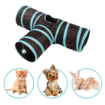 

3 Holes Cat Tunnel Roll Ground Channel Tube Indoor Dog Kitten Training Supplies For Chinchilla Puppy Rabbit Foldable Pet Toys