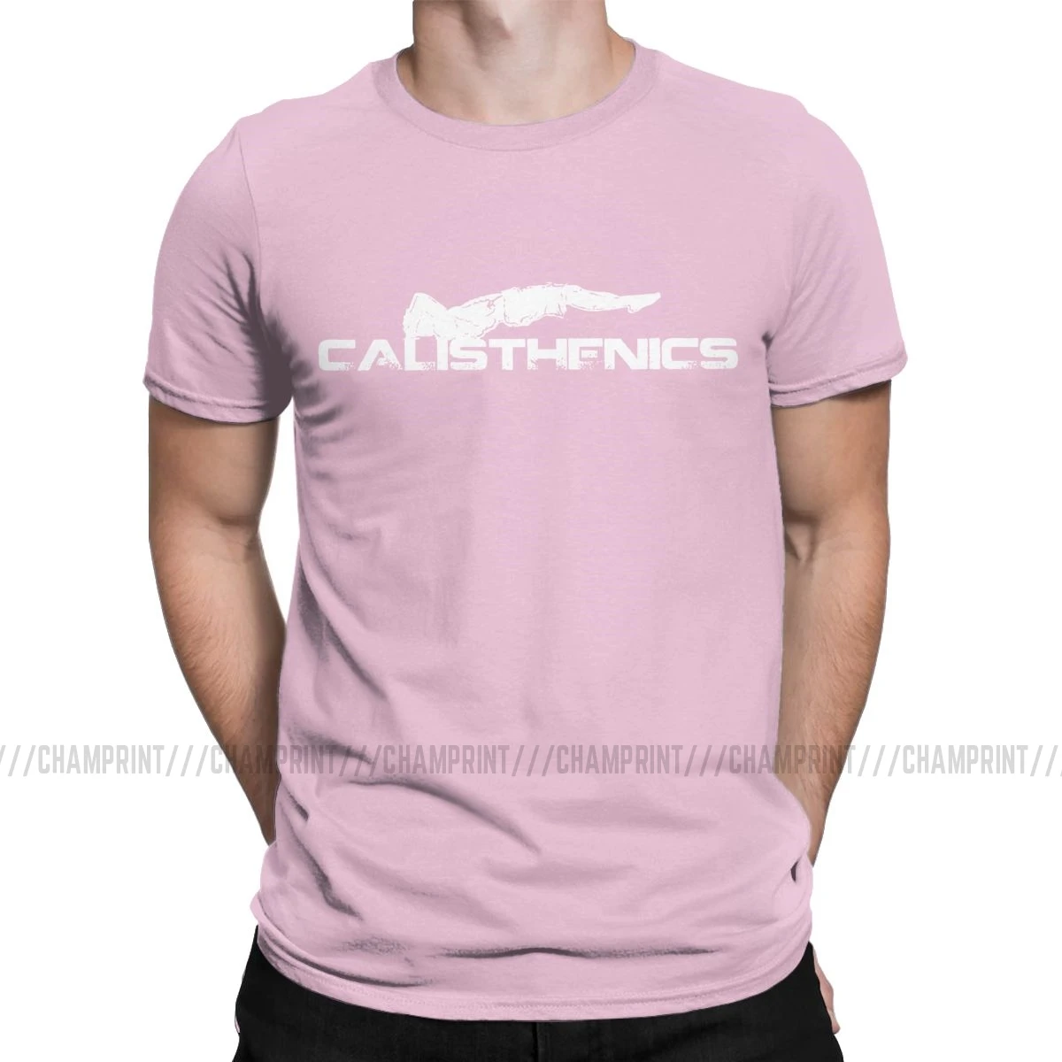 Потрясающие мужские футболки Calisthenics, хлопковая футболка для спорта, тренировок, фитнеса, тренажерного зала, спортивного тела, футболки с коротким рукавом, подарок на день рождения - Цвет: Розовый