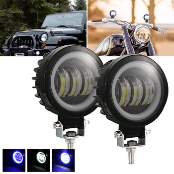 

1 Pair 3.5 Inch Motorcycle Round Blue Spotlight Angel Eye Work Light DRL