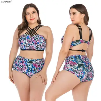 

New Sexy Women Bikini Set Swimming Suit Floral-Print Two Piece Plus Size Swimmingsuit Summer Fashion colours Omni-Dry Beachwear