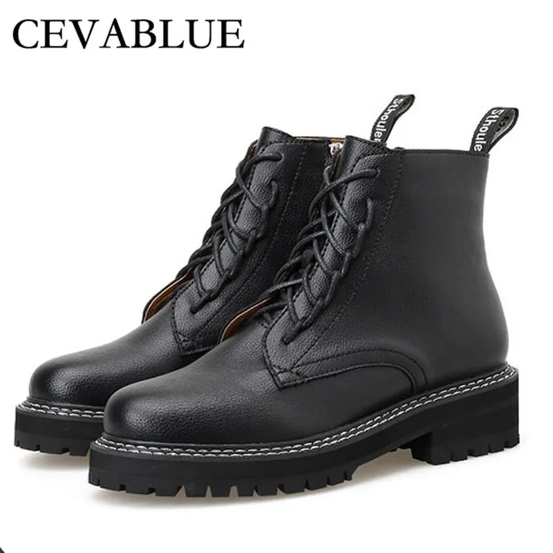 CEVABULE/Женские Черные Ботинки на каблуке 4 см; ; Ботинки martin; женские студенческие рыцарские ботинки на массивном каблуке в английском стиле; JXQ-8062