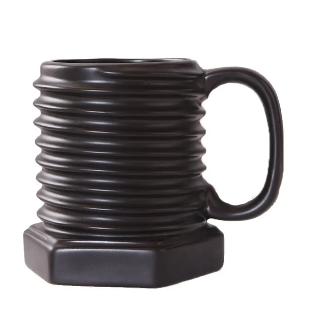 

Screw Shape Ceramic Coffee Mug Milk Tea Cup European Style Breakfast Screw Pattern Drinking Cup Gift Drinkware