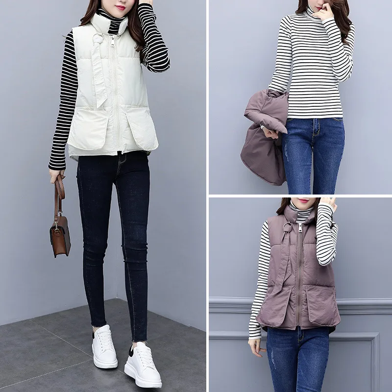 

Down Feather Cotton Vest Female Short Korean-style Students 2018 Autumn And Winter New Style Versatile Vest Loose-Fit Bread Cott