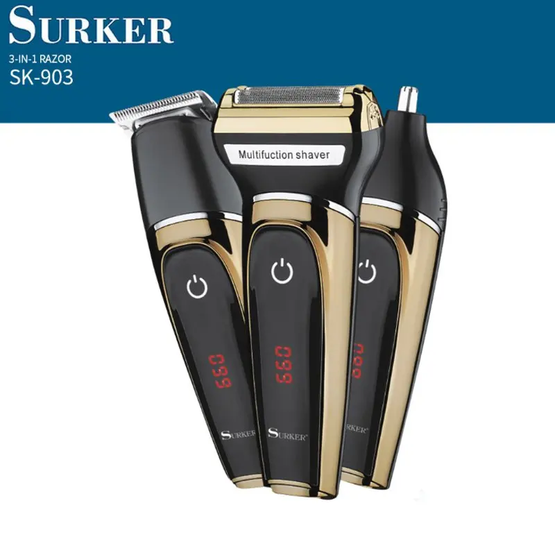 Surker SK-903 3 в 1 перезаряжаемая бритва электрическая бритва для носа борода для лица бровей для носа триммер для волос Машинка для стрижки волос для мужчин
