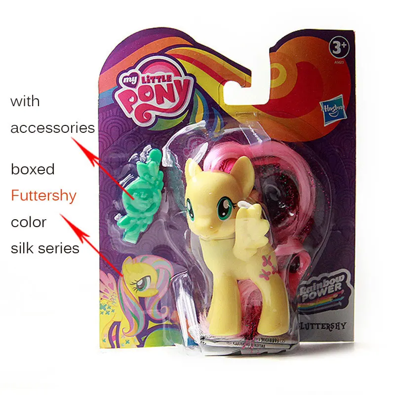 Fluttershy 8cm My Little Pony Magic DollsTwlight, блестящая фигурка Пинки Пай, радужная серия, пони принцессы, игрушки для девочек - Цвет: Fluttershy 8cm