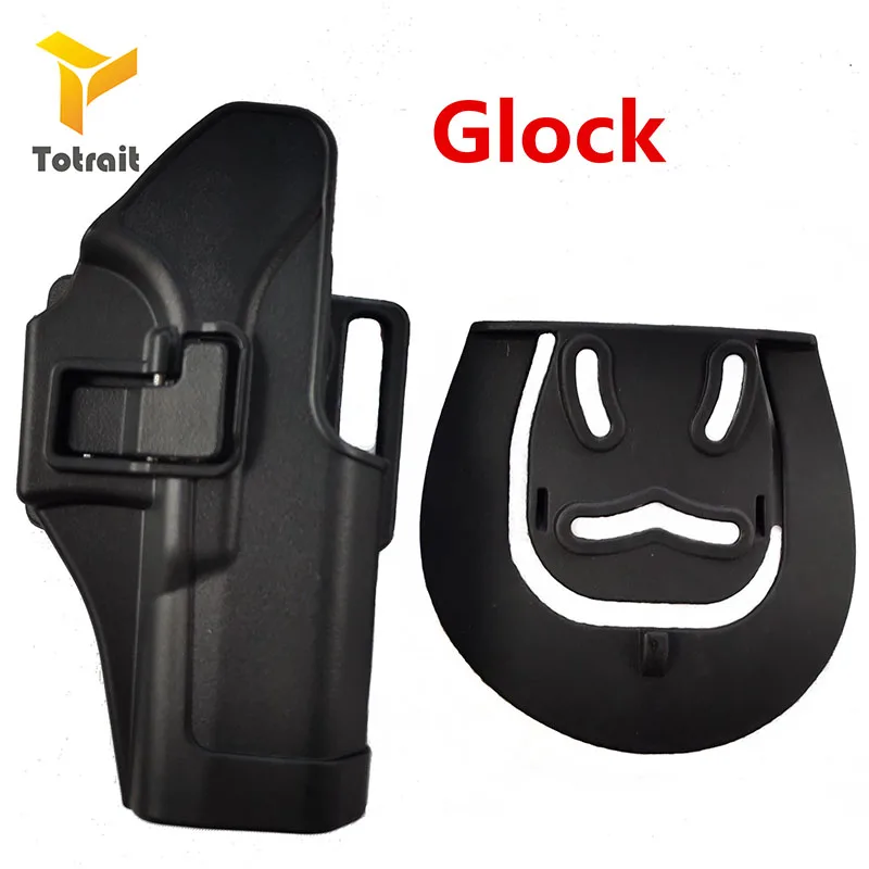black Военная кобура Glock Тактический Glcok правая рука ремень пистолет кобура для Glock 17 19 22 23 31 32 черный загар - Цвет: black