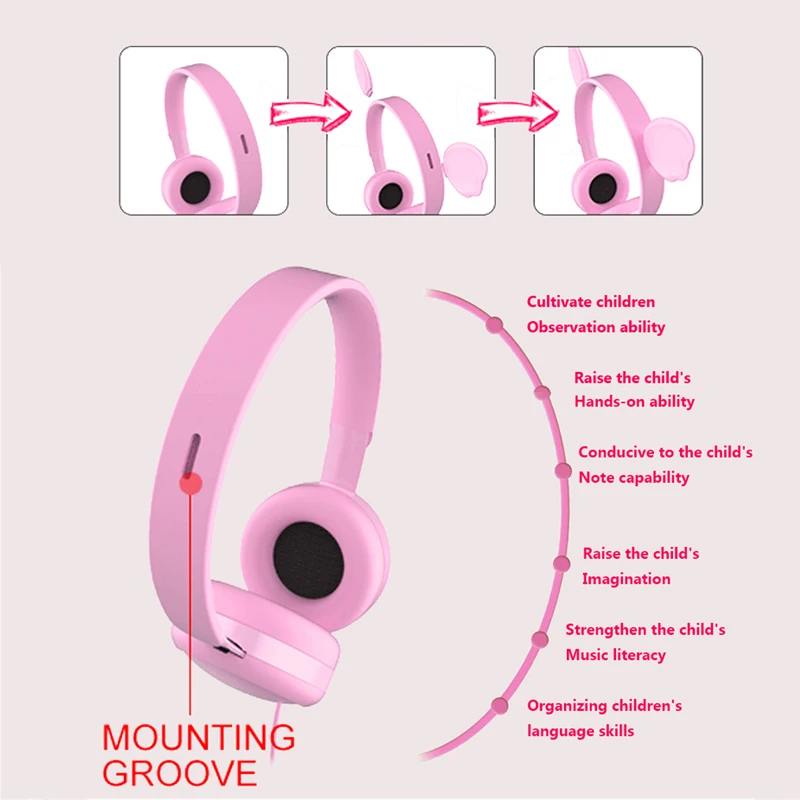 Cat Ear Kids Headphone 3 5mm Stereo Safe Volume Earphone Foldable Music Headset for Boys Girls Birthday Gifts
