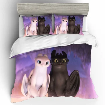 

Cartoon Bedding Sets Cute Bedding Set Duvet Cover Bed Sheets How to Train Your Dragon 3D Bed Linen Student Home Textile