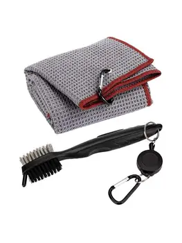 

Golf Towel Brush Kit Waffle Microfiber Golf Towel and Brush Set for Golf Cleaning Golf Lover