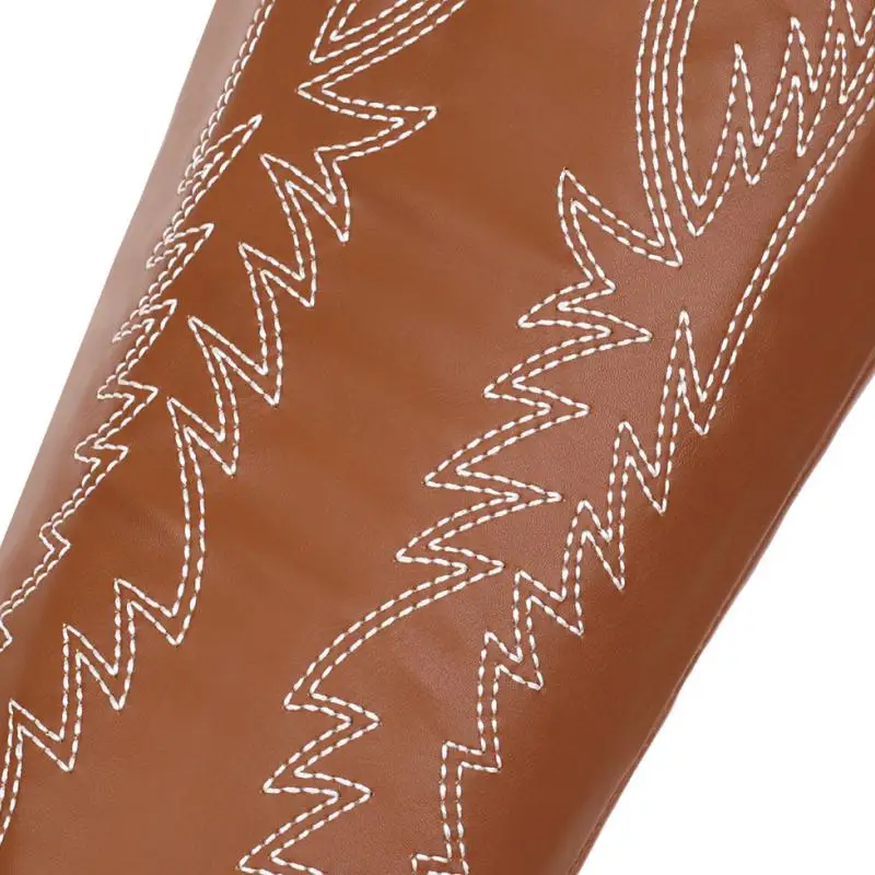 RizaBina Plus Size 31-47 Knee High Boots For Women Winter Keep Warm Fur Zipper Pointed Toe High Heel Boots Western Shoes Women