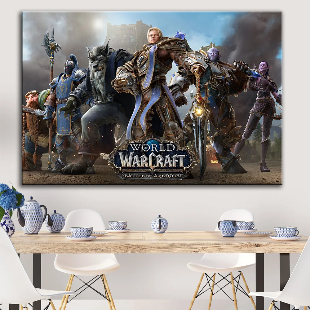 World Of Warcraft, карта, плакат, холст, живопись, настенные художественные наклейки, WOW игра, плакат, Карта мира, обои, декор для гостиной