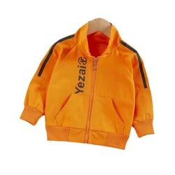 Veste de printemps et d'automne pour bébés, vêtements à la mode pour enfants garçons et filles, fermeture éclair, lettre, Costume en coton pour tout petits 
