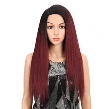 Магия синтетические парики для черный для женщин 28 дюймов 70 см термостойкие волокно волос Длинные Ombre коричневый Яки прямые синтетические волосы на