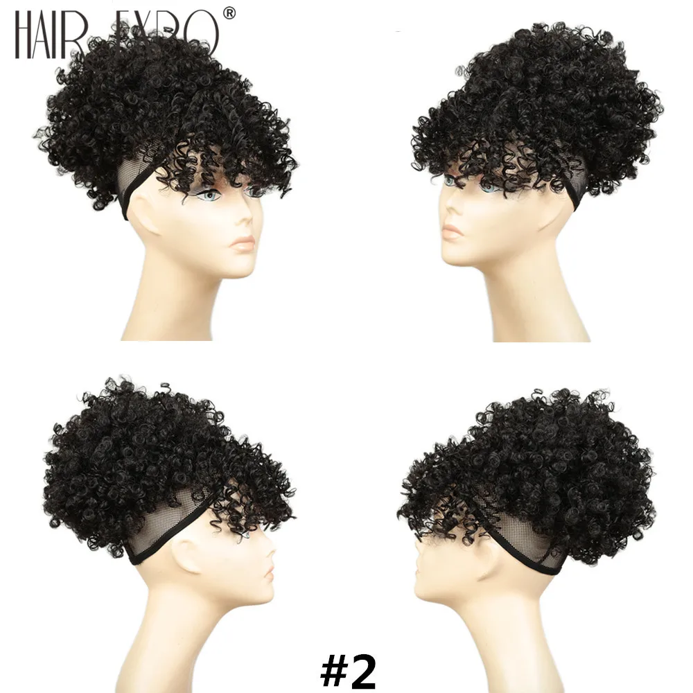 Extensão do Cabelo Rabo de Cavalo Sintético com Franja Curta com Cordão Grampo de Cabelo para o Preto Alta Sopro Afro Crespo Encaracolado Coque - Branco Mulheres 15 Franja Curta Com Cordão Grampo de Cabelo Para O Preto Branco mulheres
