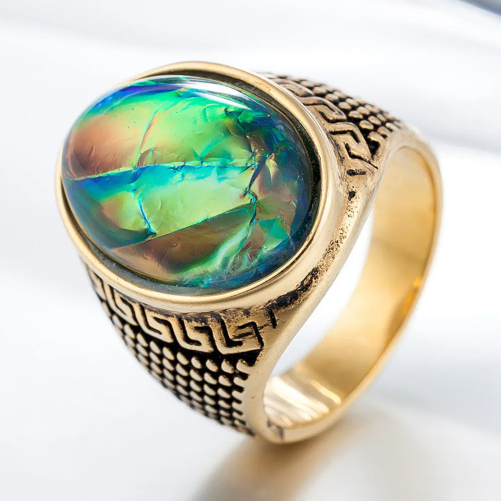 Большие разноцветные драгоценные камни кольцо для мужчин Винтаж Королевский Средний Восток золотой, серебряный тон красный зеленый коричневый желтый камень ювелирный свадебный подарок