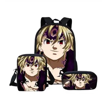

3pcs/set School Bags Children Anime Seven Deadly Sins Print Shoulder Bag for Kids School Backpack Teenagers Book Bag