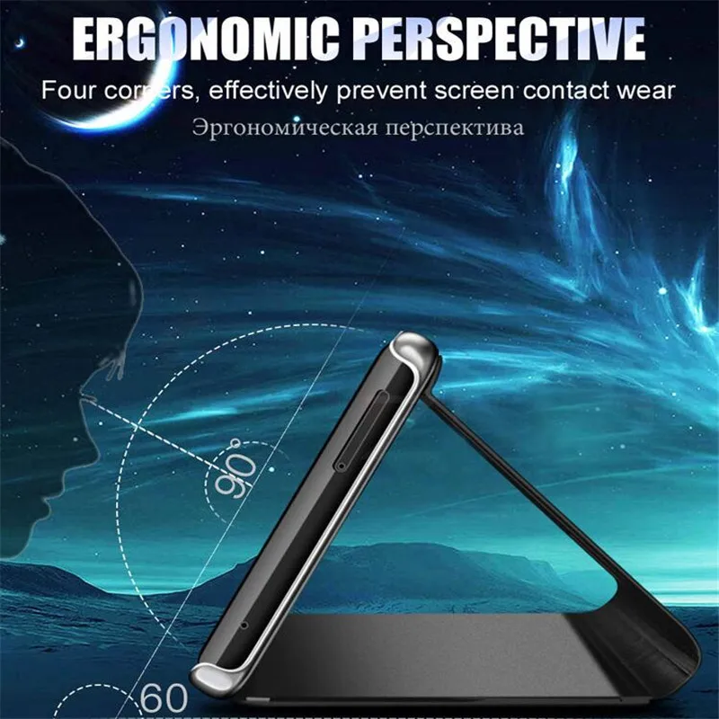 Чехол-книжка с зеркальным видом для huawei Honor 8x20 10 9 Lite Pro 8A 8S 8C Max 9X 10i 20i Play Y5 Y6 Y7 Y9 Prime P Smart Z
