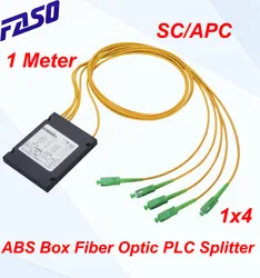 Séparateur de Fiber optique, 1*4, connecteur SC/APC, Mode unique, câble de 1 mètre 2.0mm, boîte en ABS 
