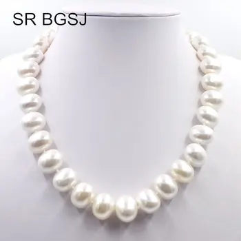 

Free Shipping BGSJ 15x12mm White South Sea Shell Pearl Egg Shape Beads Knot GP Clasp Wedding Jewelry Necklace 18"