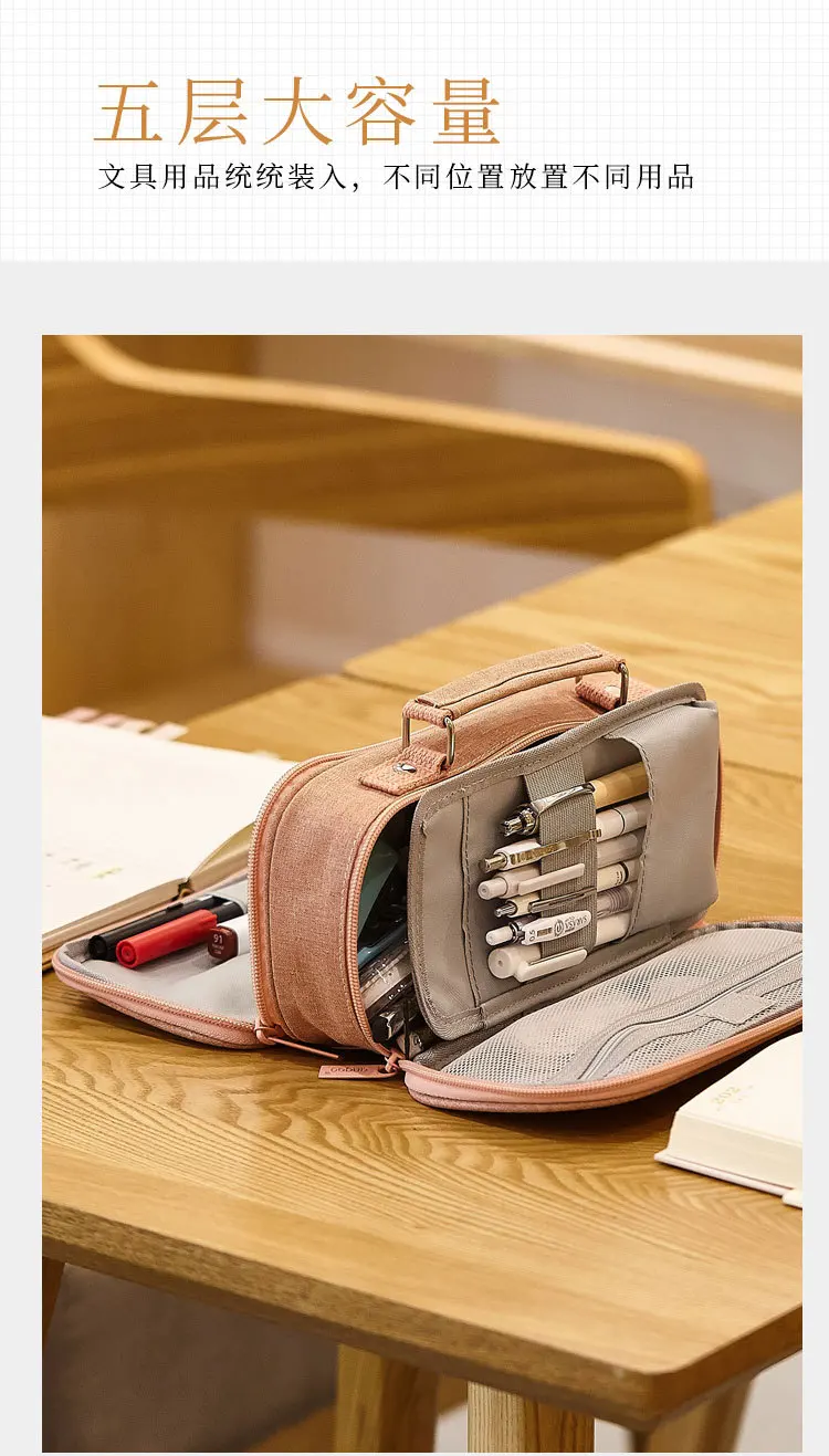 Большая вместительная многофункциональная школьная Студенческая сумка-карандаш на молнии тонкая Классическая 5 мешков ручки канцелярский пенал