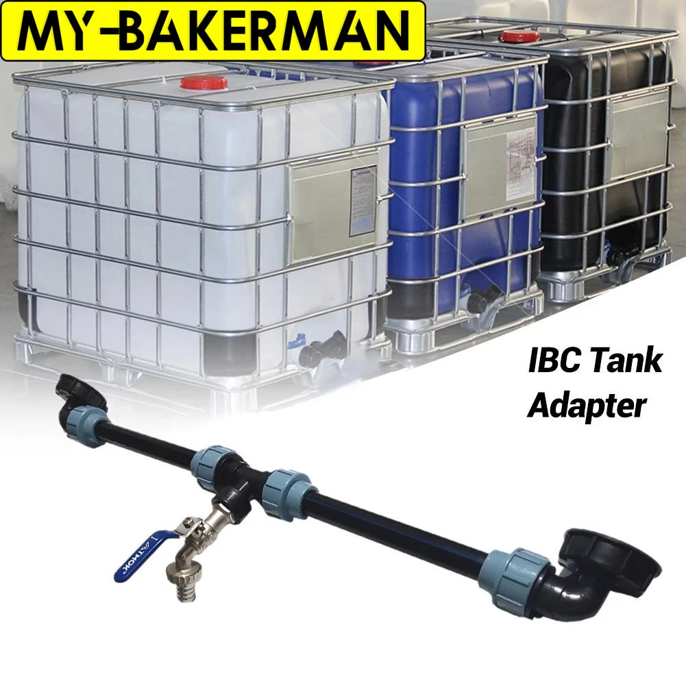 IBC Tank Tap Adapter IBC Tank Thread Faucet With 1 Tube And 2 Curved Connectors Home Garden Irrigation Water Connector Suit solar drip watering kit