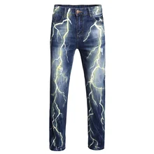 Pantalones vaqueros rasgados con estampado digital 3D para hombre, ropa de calle personalizada, de talla grande, vintage, 2021