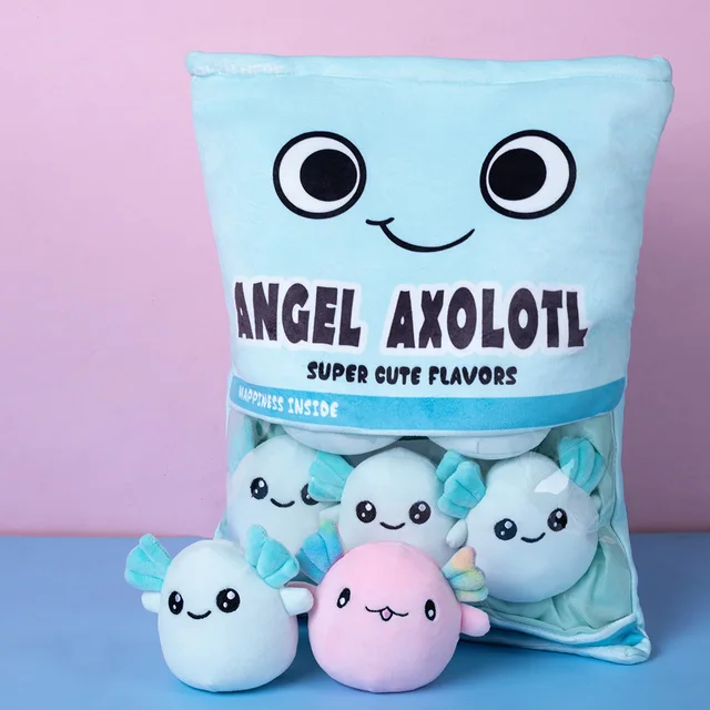 Kawaii Axolotl Pillow Stuffed Plush Toys Soft Plushies Bag Axolotl Toys A Bag Of Gifts For Girls
