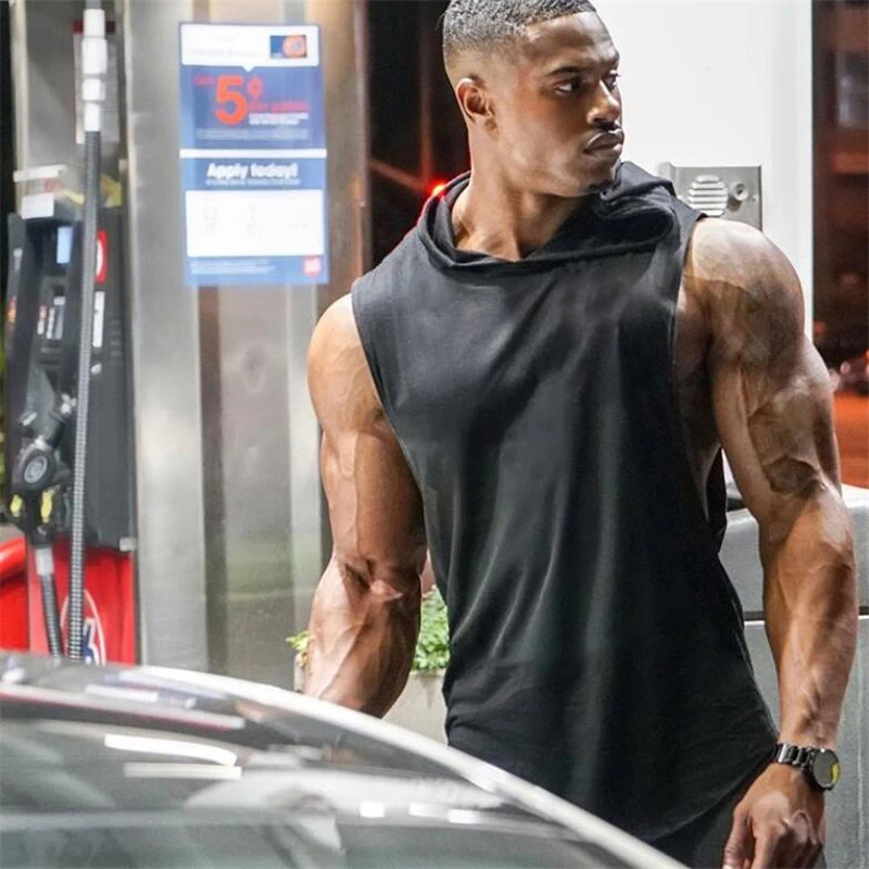 メンズフード付きタンクトップ ジムウェア コットン Men Gym Stringer Gym Stringerbodybuilding Stringers Aliexpress