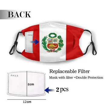 

protective mask with filter Peru Flag anti dust PM2.5 reuse adult teen child girl