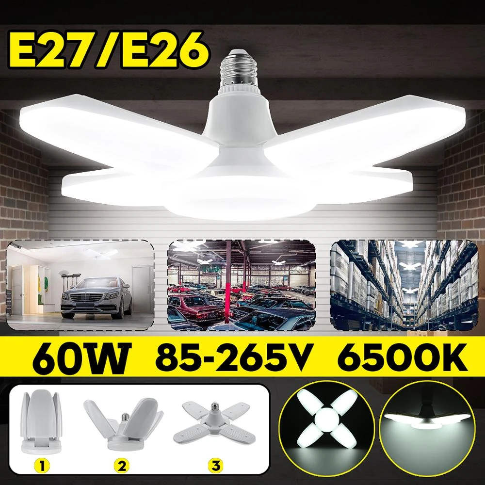 E27 LED Garage Light Bulb 60W  220V Ceiling Fixture Lights Workshop Shop Lamps