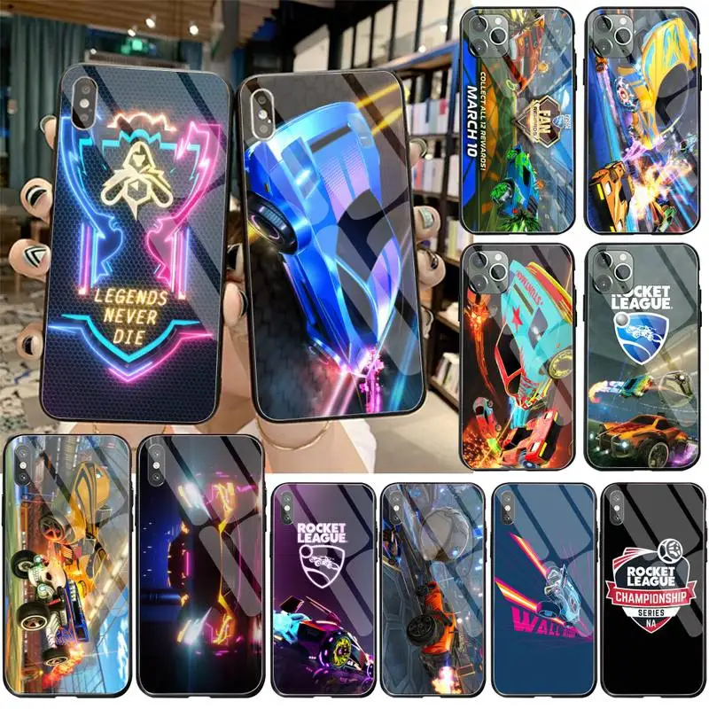 Rocket League TPU черный чехол для телефона Корпус закаленное стекло iPhone 11 Pro XR XS MAX 8X7 6S 6