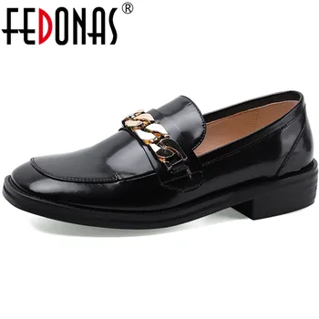 

FEDONAS 2020 Autumn Metal Decoration Women's Shoes Elegant Genuine Leather Thick Heels Pumps Newest Party Casual Shoes Woman