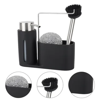 

Kitchen Bathroom Storage Shelf Stainless Steel Resin Storage Rack Cleaning Set