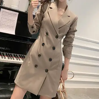 

Bella Philosophy 2020 Women Solid Blazers Office Lady Fashion Notched Collar Outwear Female Double Breasted Blazer Dress