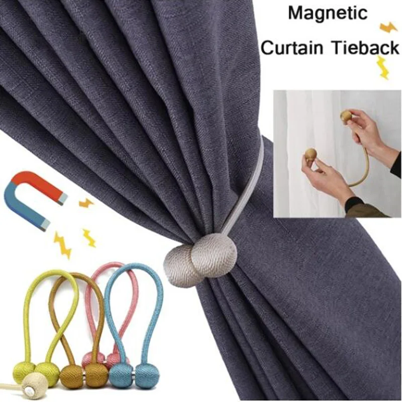 New Magnetic Pearl Ball Curtain Tiebacks Tie Backs Holdbacks Buckle Clip Accessory Curtain Tieback Home Storage Accessories