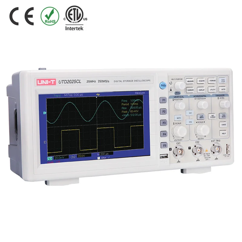 UNI-T UTD2025CL двухканальный цифровой осциллограф 25 МГц полоса пропускания 250 мс/с частота дискретизации