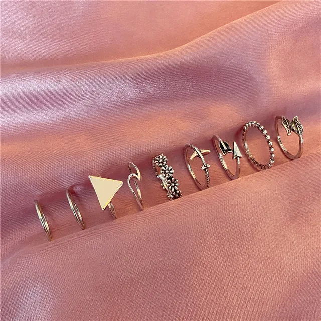 6Pcs Vintage Gothic Butterfly Angle Flower Multi Element Ring Set For Women Men Retro Personality Finger Ring Gifts LY53478