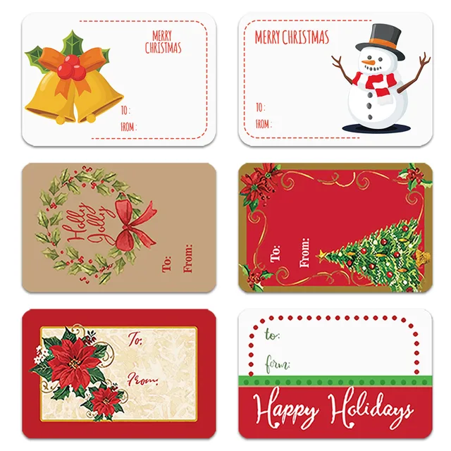 250pcs/roll 6 Designs Adhesive Christmas Gift Name Tags XMAS Stickers  Present Seal Labels Christmas Decals Gift Package|Assorted Stickers| -  AliExpress