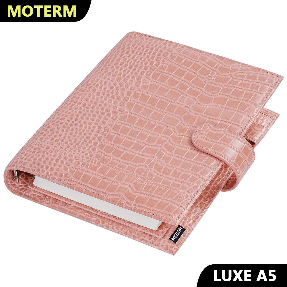 Moterm Luxe A5 Rings Planner with 30 mm Rings Binder Agenda Croc Grain Organizer Diary Journal