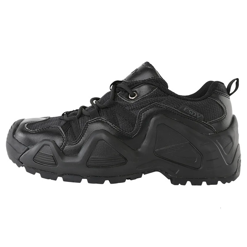 Лидер продаж; походная обувь для походов и альпинизма; Тактические Военные военные тренировочные ботинки-дезерты; нескользящие низкие кожаные кроссовки для мужчин - Цвет: Black
