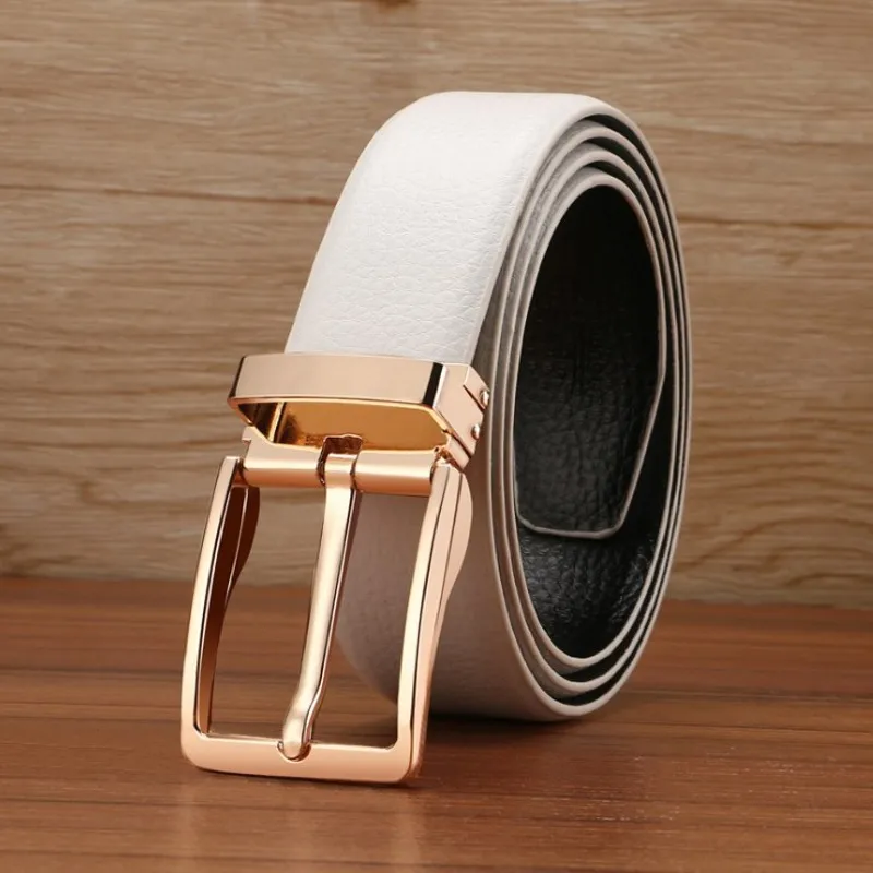 White gold buckle Мужские ремни для джинсов, дизайнерские, высокое качество, Коровья натуральная кожа, винтажные, с пряжкой, люксовый бренд, ремень, бизнес, коровья кожа, оранжевый ремень - Цвет: White gold buckle