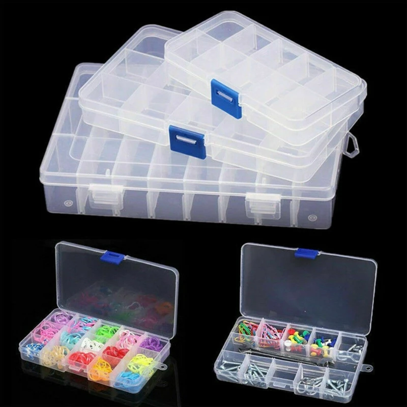Adjustable Plastic Storage Box Terminal Small Component Jewelry Tool Box Bead Pills Organizer Nail Art Tip Case