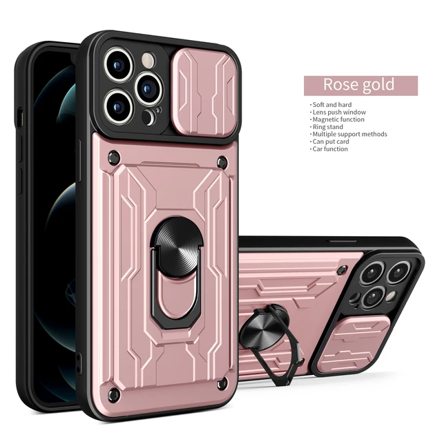Card Holder Detachable Wallet Case  for iPhone 13 Pro Max 13 Pro 12 Pro Max 11 XS Max XR 7 8 6 Plus ID Cash Shockproof Protectio Rose Gold